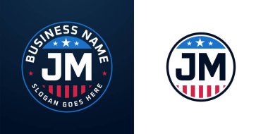 Vatansever JM Logo Tasarımı. Amerikan Bayrağı ve Yıldızı ile JM Logosu, Vatansever Tasarım