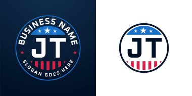 Vatansever JT Logo Tasarımı. Amerikan Bayrağı ve Yıldızı olan JT Mektubu, Vatansever Tasarım