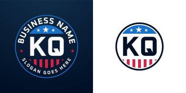 Patriotic KQ Logo Design. Letter KQ Logo with American Flag and Star, Patriotic Design clipart