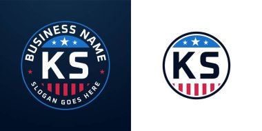 Vatansever KS Logo Tasarımı. KS harfi logosu Amerikan Bayrağı ve Yıldızı, Vatansever Tasarım