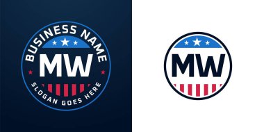 Vatansever MW Logo Tasarımı. Amerikan Bayrağı ve Yıldızı olan MW Harfi, Vatansever Tasarım