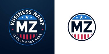 Vatansever MZ Logo Tasarımı. Amerikan Bayrağı ve Yıldızı olan MZ Logosu, Vatansever Tasarım