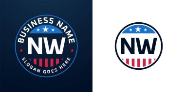 Vatansever NW Logo Tasarımı. Amerikan Bayrağı ve Yıldızı ve Vatansever Tasarımı olan NW harfi.