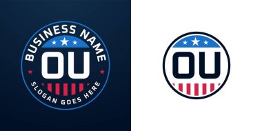 Vatansever OU Logo Tasarımı. Amerikan Bayrağı ve Yıldızı olan OU Mektubu, Vatansever Tasarım