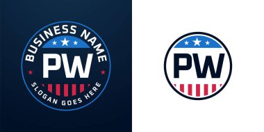 Vatansever PW Logo Tasarımı. Amerikan Bayrağı ve Yıldızı olan PW Logosu, Vatansever Tasarım