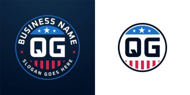 Vatansever QG Logo Tasarımı. Amerikan Bayrağı ve Yıldızı olan QG Mektup Logosu, Vatansever Tasarım