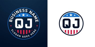 Vatansever QJ Logo Tasarımı. Amerikan Bayrağı ve Yıldızı olan QJ Mektup Logosu, Vatansever Tasarım