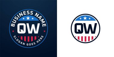 Vatansever QW Logo Tasarımı. Amerikan Bayrağı ve Yıldızı olan QW Mektubu, Vatansever Tasarım