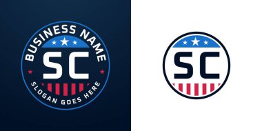Yurtsever SC Logo Tasarımı. Amerikan Bayrağı ve Yıldızı olan SC harfli logo, Vatansever Tasarım