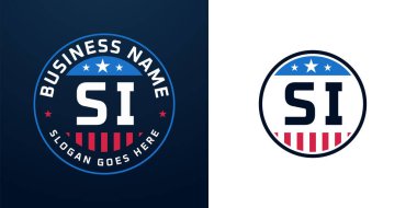 Yurtsever SI Logo Tasarımı. Amerikan Bayrağı ve Yıldızı olan SI Logosu, Vatansever Tasarım