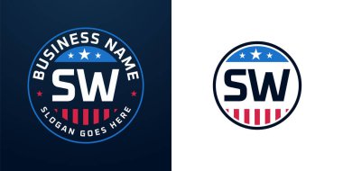 Vatansever SW Logo Tasarımı. Amerikan Bayrağı ve Yıldızı olan SW Logosu, Vatansever Tasarım