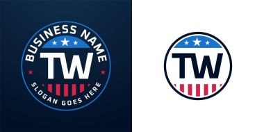 Vatansever TW Logo Tasarımı. Amerikan Bayrağı ve Yıldızı olan TW Harfi, Vatansever Tasarım
