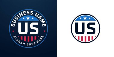 Vatansever Amerikan Logo Tasarımı. Amerikan Bayrağı ve Yıldızı, Vatansever Tasarımı olan ABD Logosu