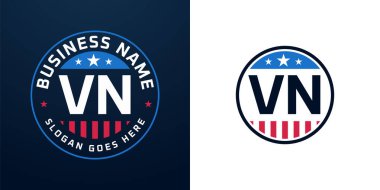 Patriotic VN Logo Design. Letter VN Logo with American Flag and Star, Patriotic Design clipart