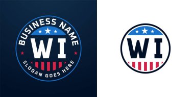 Vatansever WI logo tasarımı. Amerikan Bayrağı ve Yıldızı, Vatansever Tasarım Harfi.