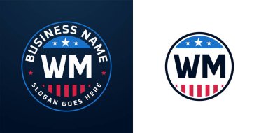 Vatansever WM Logo Tasarımı. Amerikan Bayrağı ve Yıldızı olan WM Logosu, Vatansever Tasarım