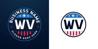 Vatansever WV Logo Tasarımı. Amerikan Bayrağı ve Yıldızı, Vatansever Tasarım Harfi.