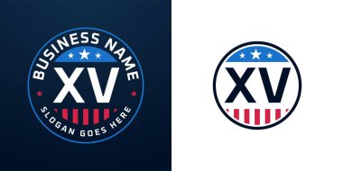 Vatansever XV Logo Tasarımı. Amerikan Bayrağı ve Yıldızı, Yurtsever Tasarımı ile XV Logosu