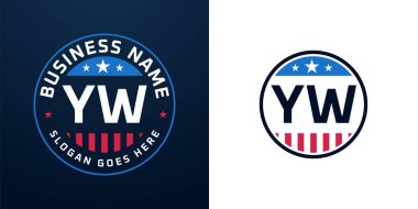 Yurtsever YW Logo Tasarımı. Amerikan Bayrağı ve Yıldızı olan YW Logosu, Vatansever Tasarım