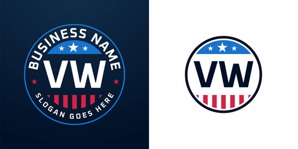 Дизайн VW. Логотип VW с американским флагом и звездой, патриотический дизайн