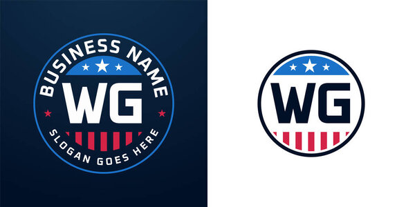 Дизайн. Логотип WG с американским флагом и звездой, патриотический дизайн