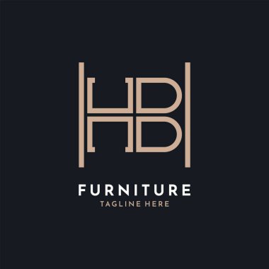 Letter HB Logo Design. Luxury HB Furniture Logo for Interior Decor and Home Decor