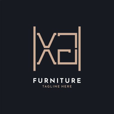 Letter XJ Logo Design. Luxury XJ Furniture Logo for Interior Decor and Home Decor clipart