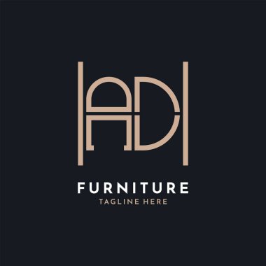 Letter AD Logo Design. Luxury AD Furniture Logo for Interior Decor and Home Decor clipart