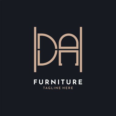 Letter DA Logo Design. Luxury DA Furniture Logo for Interior Decor and Home Decor clipart