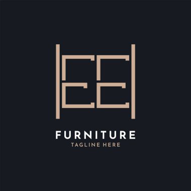 Letter EE Logo Design. Luxury EE Furniture Logo for Interior Decor and Home Decor clipart