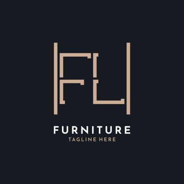 Letter FL Logo Design. Luxury FL Furniture Logo for Interior Decor and Home Decor