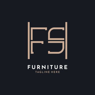 Letter FS Logo Design. Luxury FS Furniture Logo for Interior Decor and Home Decor clipart