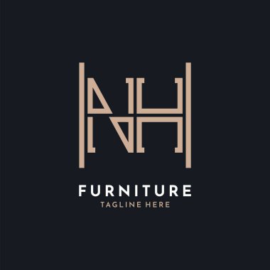 Letter NH Logo Design. Luxury NH Furniture Logo for Interior Decor and Home Decor clipart