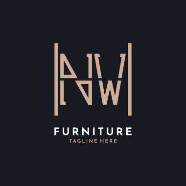 Letter NW Logo Design. Luxury NW Furniture Logo for Interior Decor and Home Decor clipart