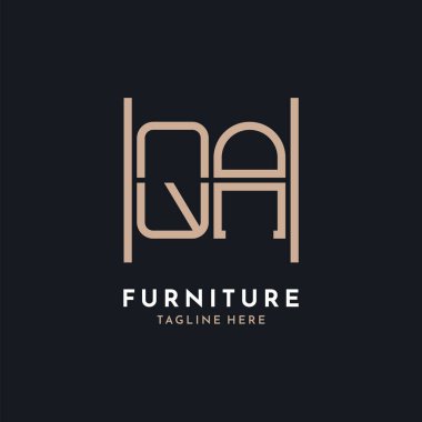 Letter QA Logo Design. Luxury QA Furniture Logo for Interior Decor and Home Decor