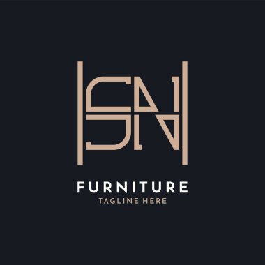 Letter SN Logo Design. Luxury SN Furniture Logo for Interior Decor and Home Decor clipart