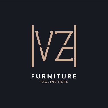 Letter VZ Logo Design. Luxury VZ Furniture Logo for Interior Decor and Home Decor clipart