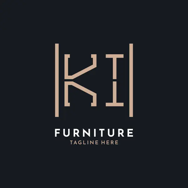 Harf KI Logo Tasarımı. İç Dekor ve Ev Dekorasyonu İçin Lüks KI Mobilya Logosu