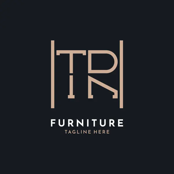 Harf TR Logo Tasarımı. İç Dekor ve Ev Dekorasyonu İçin Lüks TR Mobilya Logosu
