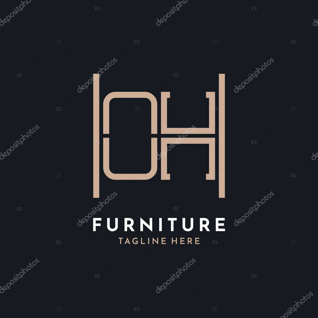 Letter OH Logo Design. Luxury OH Furniture Logo for Interior Decor and Home Decor