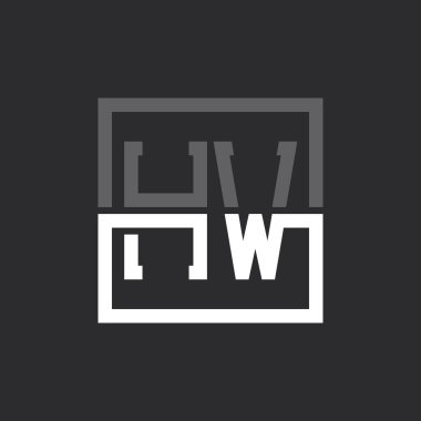 Yaratıcı Modern Minimalist HW Harf Logosu Tasarımı. Herhangi bir iş için HW Harfi Logo Monogramı
