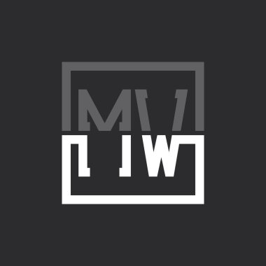 Yaratıcı Modern Minimalist MW Harf Logosu Tasarımı. Herhangi bir iş için MW harfli logo monogramı