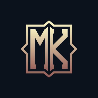 Lüks İlk MK Monogram Logo Tasarımı. Zarif Amblem Harfi MK İş ve Şirket Kimliği Logosu Tasarımı