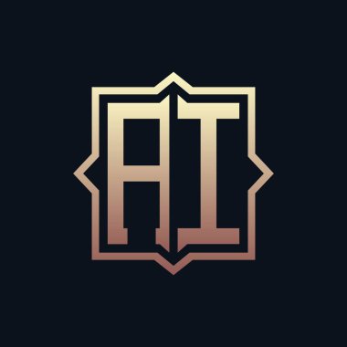 Lüks Baş Yapay Zeka Logosu Tasarımı. Zarif Amblem Harfi İş ve Şirket Kimliği için Yapay Zeka Logosu Tasarımı