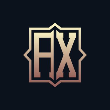Lüks Baş AX Monogram Logo Tasarımı. Zarif Amblem Harfi İş ve Şirket Kimliği için AX Logo Tasarımı