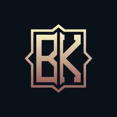 Lüks İlk BK Monogram Logo Tasarımı. Zarif Amblem Harfi İş ve Şirket Kimliği için BK Logo Tasarımı