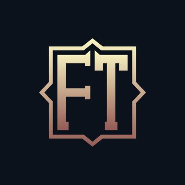 Lüks Baş FT Monogram Logo Tasarımı. Ticari ve Kurumsal Kimlik için Zarif Amblem Harfi FT Logo Tasarımı
