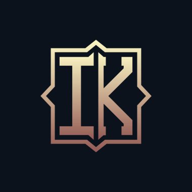 Lüks Baş IK Monogram Logo Tasarımı. Zarif Amblem Harfi IK İş ve Şirket Kimliği Logosu Tasarımı