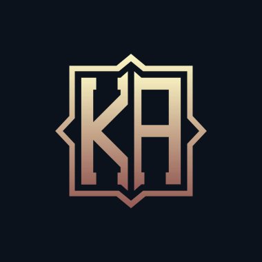 Lüks Baş harfleri KA Monogram Logo Tasarımı. Zarif Amblem Harfi KA İş ve Şirket Kimliği Logosu Tasarımı
