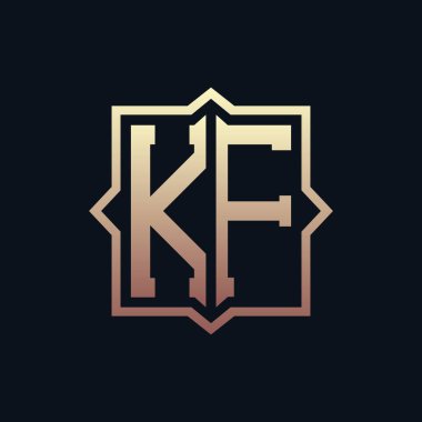 Lüks Baş harfleri KF Monogram Logo Tasarımı. Zarif Amblem Harfi KF İş ve Şirket Kimliği Logosu Tasarımı